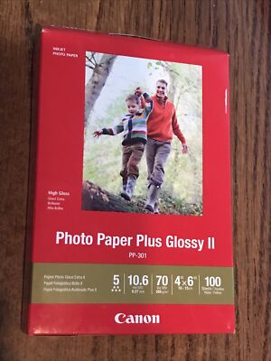 Canon Photo Paper Plus Glossy II 70 Lbs 8 1/2 X 11 White 20 Sheets (PP-301) NEW 