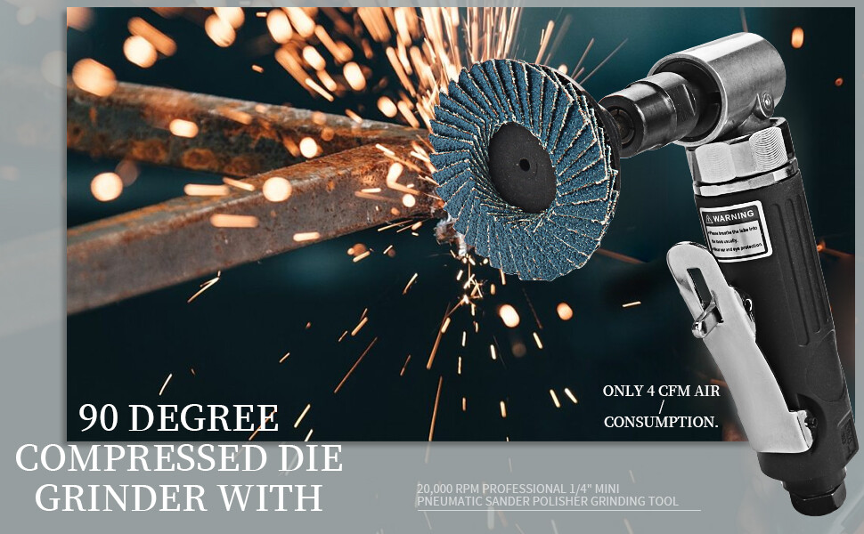 Mini 1/4" Air Angle Die Grinder Pneumatic Grinding Machine Mill