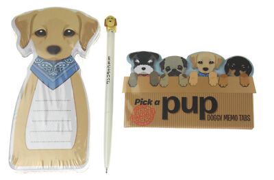 Puppy Notepad Brown Pick A Pup Doggy Memo Tabs Gel Pen Gift Bookmarks Reminders