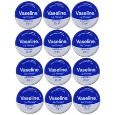 Box of 12 - Vaseline Lip Therapy Original Lip Balm Tin, 0.7 Oz (20g) - Free Ship