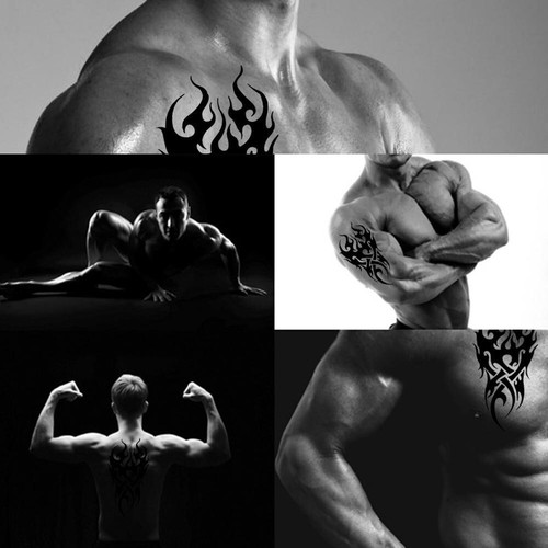 Waterproof Temporary Tattoo men's fire tatoo eagle lotus Mandala eye flame - Picture 9 of 15