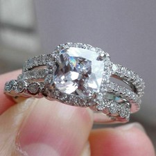 3.45 CT Round Cut Simulated Sapphire In 935 Silver Anniversary Bridal Women Ring