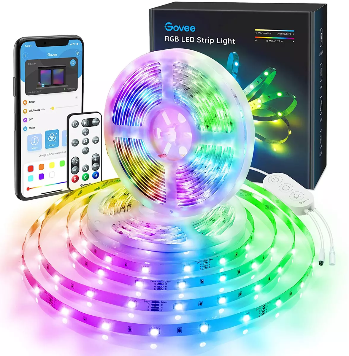 Govee LED Strip Lights Bluetooth App Control and Remote 32.8 ft.