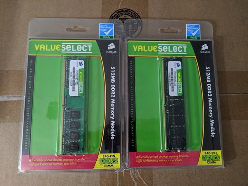 CORSAIR ValueSelect 1GB (2 x 512MB) DDR2 533 PC2-4200 Memory VS512MB533D2 - Picture 1 of 3