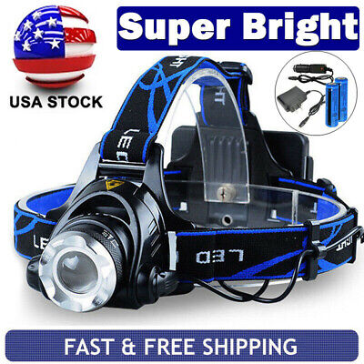 Buy 990000LM LED Headlamp Rechargeable Headlight Zoomable Head Torch Lamp Flashlight