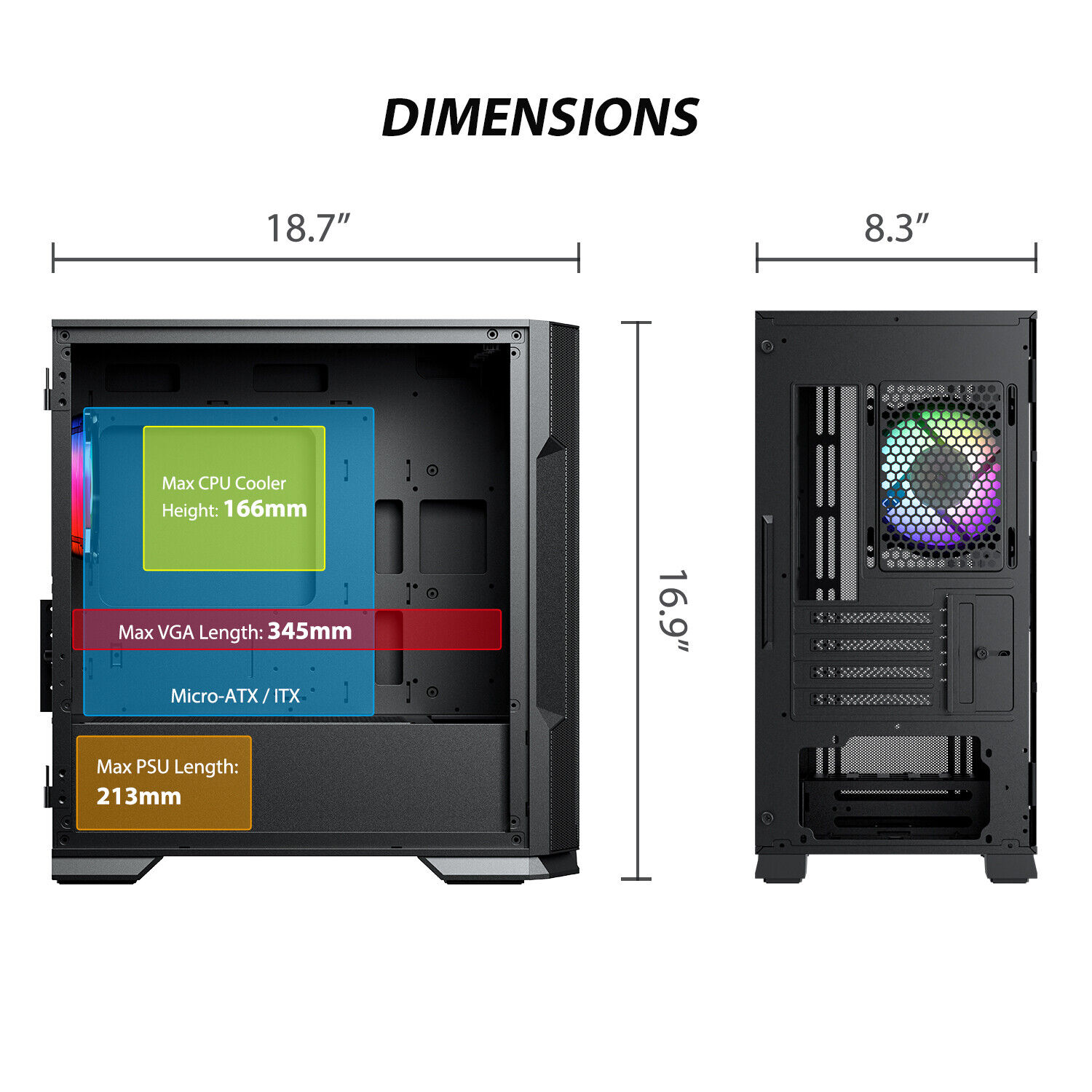 Vetroo A03 Mid-Tower ATX Gaming PC Case 