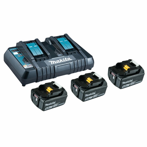 Makita Power Source Kit 3X Akku 18 V 5,0 Ah Li & 1X DoppelladegeräT DC18RD-image