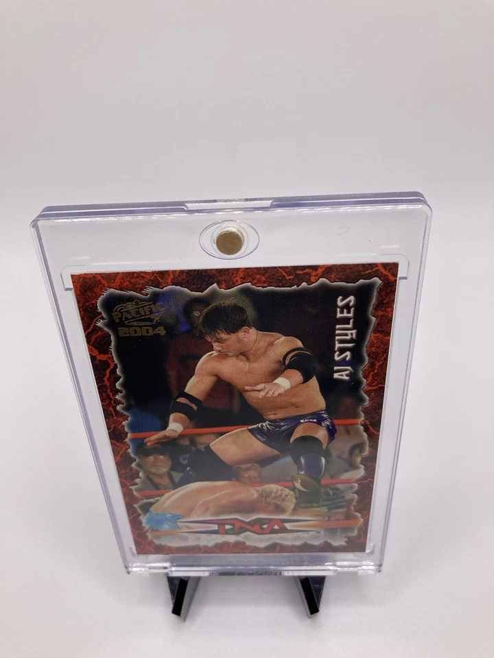 Tarjeta de novato AJ Styles TNA 2004 variante letra dorada Foto 2 de 4