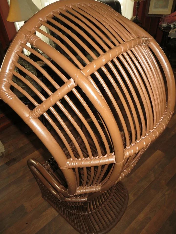 Silla trono vintage Hollywood Regency MCM Franco Albini con dosel de ratán Foto 4 de 4