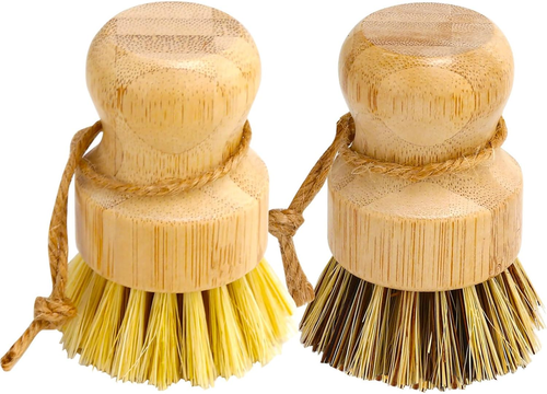 Bamboo Dish Brush Set, 2 Pcs Palm Wooden Dish Scrubber Brush, Dish Brushes, Dura - Picture 8 of 12