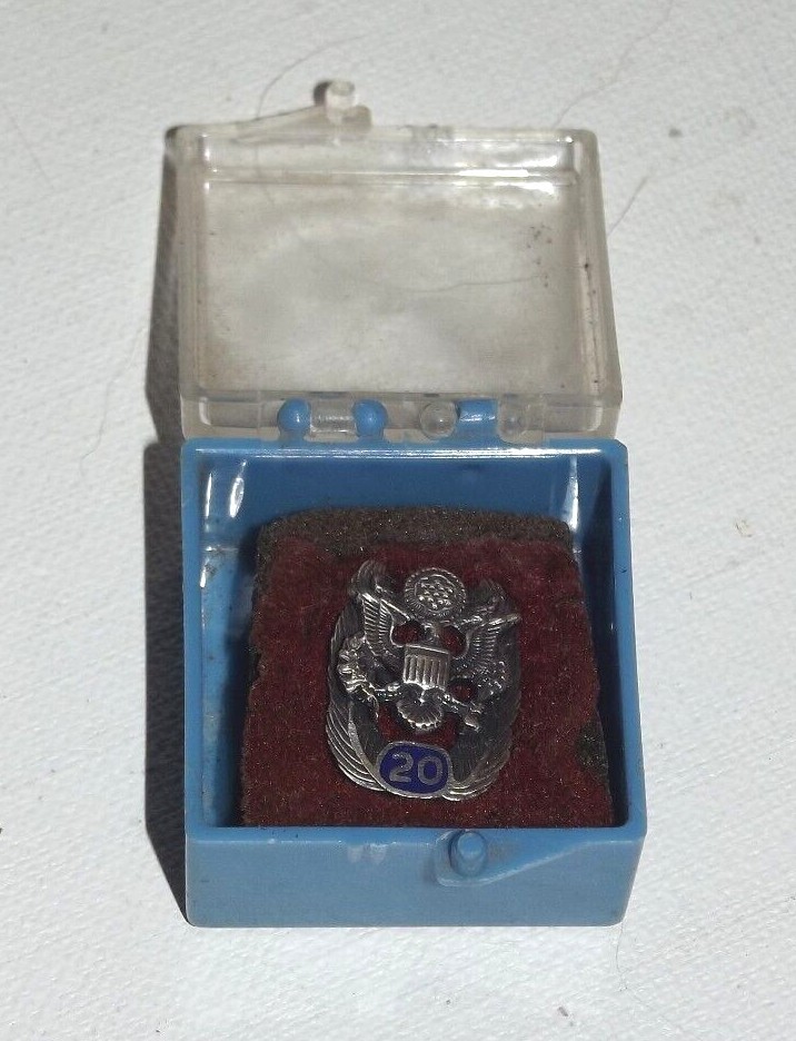 Vintage Sterling Enamel 20 Years US Military Eagle Lapel Pin Civil ...