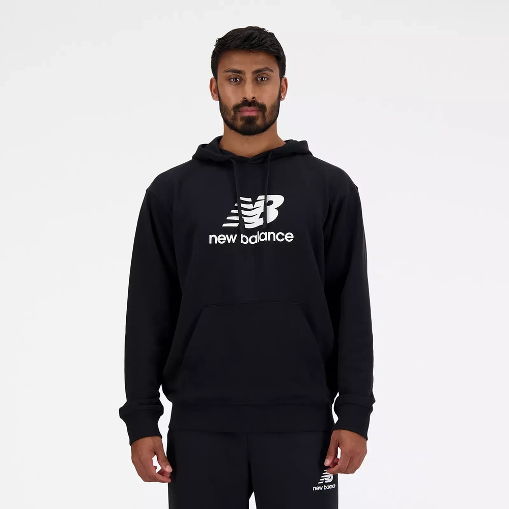 New Balance French Terry Stacked Logo Pullover Hoodie M41501BK Men Sz S-XXL New