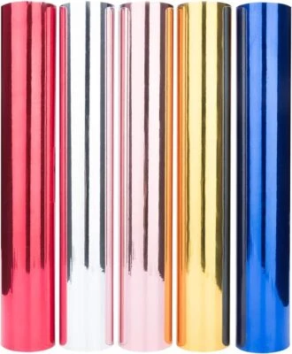 UNKNOW 5pc 12"x12" Holographic Chrome Vinyl Roll Permanent Adhesive Craft Vinyl for Cut