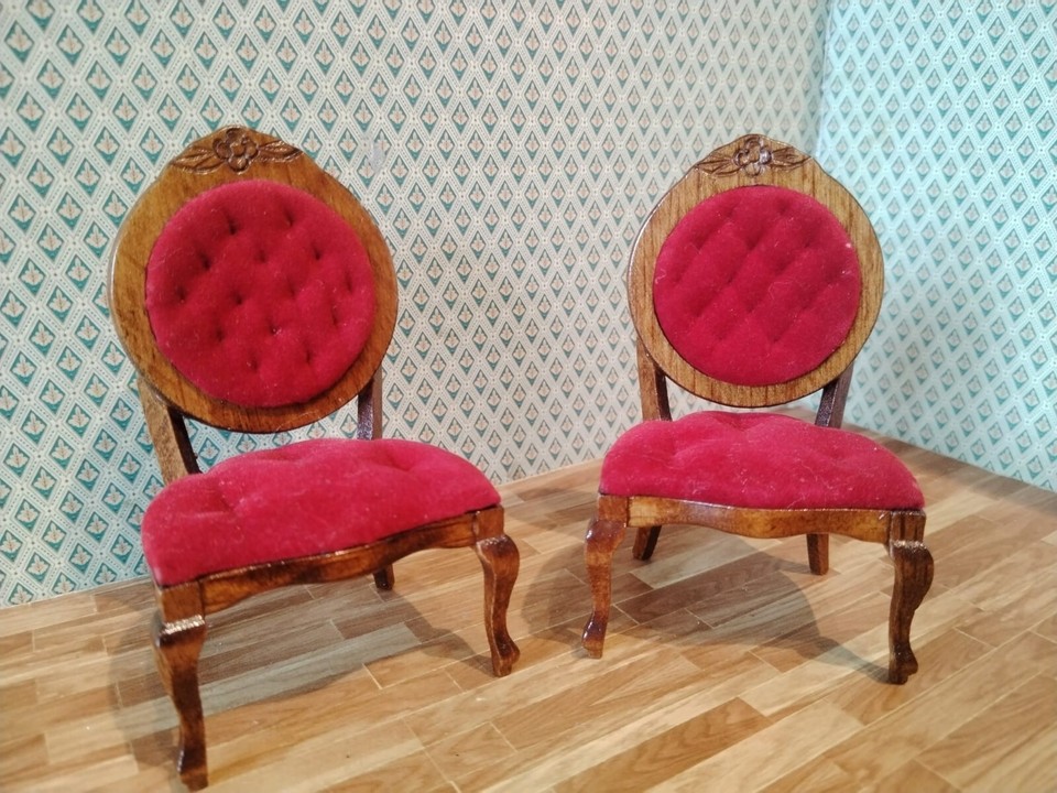 12th Scale Dolls House Pair Of Occasional Chairs eBay