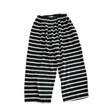 Vintage 1980s Sonia Rykiel Pants Black White Striped Velour Elastic Waist