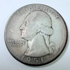 1951 Washington Silver Quarter 90% Silver Circulated Coin #5738