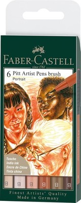 Faber Castell 167167 Tuschestifte Pitt Artist Pen Brush 6er Set Portrait Marker