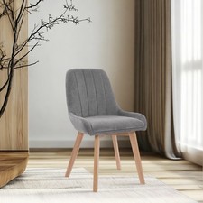 2X Poltrona Da Pranzo Con Gambe In Legno Grigio Lino 95 Mm