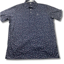 Rhoback The Boston Polo - Fleet Navy Boston Motif Breathable, Size M