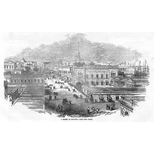 INDIA A Street Scene in Calcutta - Antique Print 1855