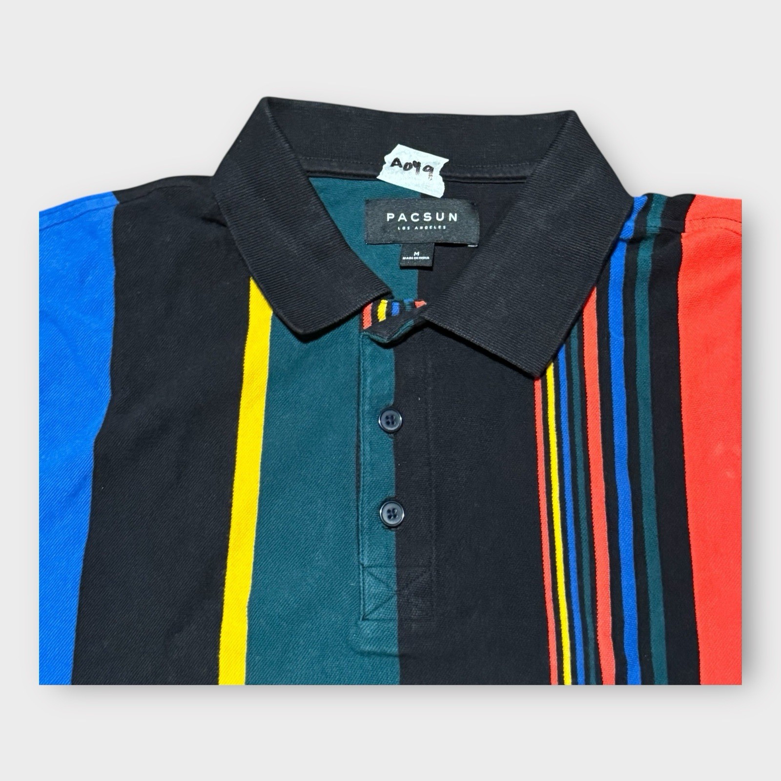Pacsun Men’s Medium Color Block Striped Long Sleeve Collared Polo Skater image 3