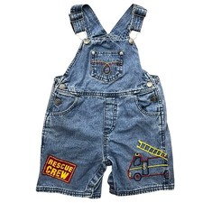 Vintage Children s Denim Overalls Rescue Crew Construction Embroidered 90s 24m