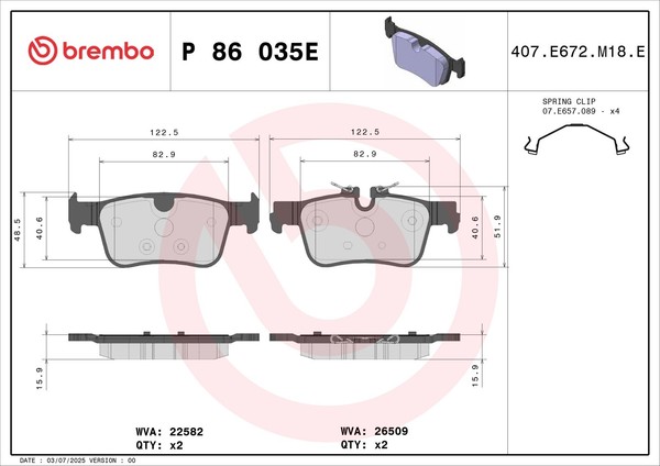 Bremsbelagsatz Scheibenbremse Beyond Line - Ev Brembo P 86 035E FüR Volvo XC60 2-image