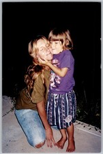 Vtg Color Snapshot Woman And Girl Hugging Yin Yang Shorts Ripped Jeans 1990s