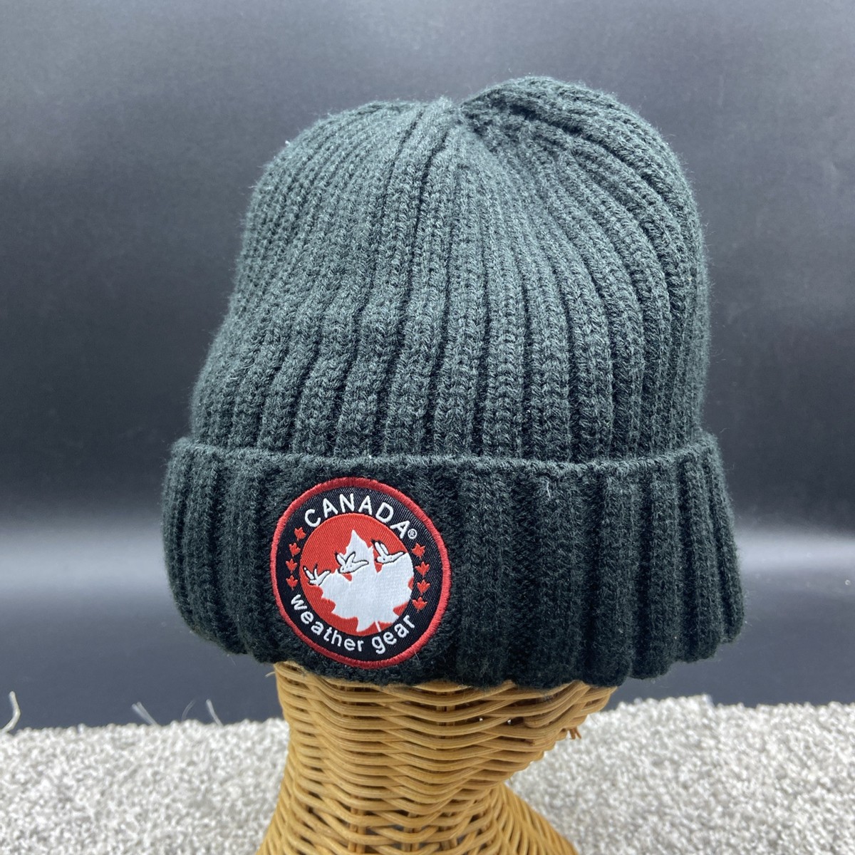 Canada Weather Gear Black Knit Faux Fur Lined Beanie One Size Hat