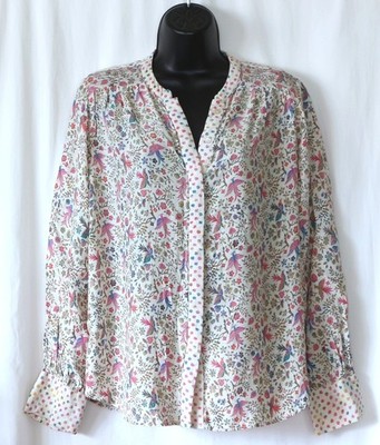 LABEL BY RITU KUMAR Split Nck ButtonUp Floral Blse 44 In Chst 24 In Lng Sz L EXC