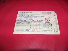 1959 Harley Bower Shell Oil Credit Card Receipt Roanoke Virginia