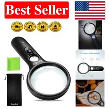 Lightweight LED Magnifying Glass 3X  45X - Ideal for Reading and Exploration