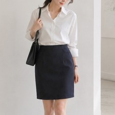 Pencil Skirt Classic Office Wear Business Formal Deep Blue H-Line Brand LINE
