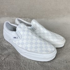 Scarpe sneakers Vans scacchiera slip on uomo 9 donna 10,5 tela bianco puro NUOVE