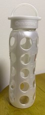 Lifefactory Large Heavy 22 oz Glass Travel Beverage Bottle Pearl White GUC