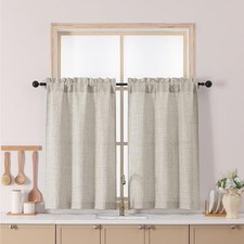 Short Curtains 36 Inch Length, Light Filtering 30"W x 36"L Pack of 2 Linen