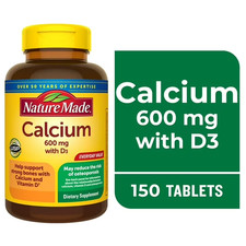 Nature Made Calcium 600 mg with Vitamin D3, Dietary Supplement for Bone...
