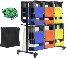 Folding Chair Rack Single/Double Layer 400 LBS Storage Cart with 4 Swivel Wheels