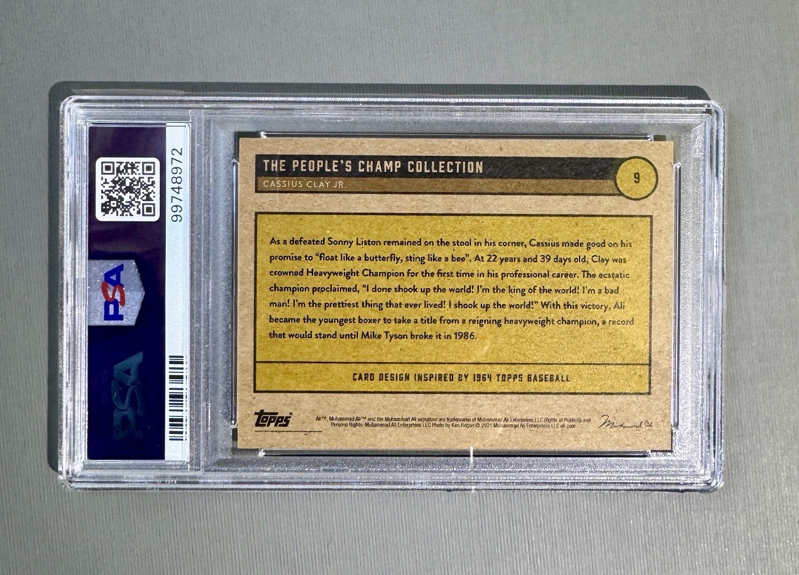 Topps 2021 Muhammad Ali People's Champ #9 Cassius Clay Jr. - Silver /5, PSA 10 view 3