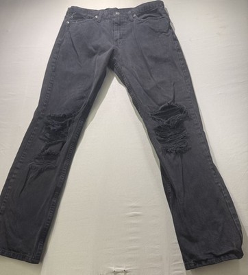 Levi's 511 Slim Fit Distressed Jeans Mens Size 34x30 Black Ripped Denim Pants