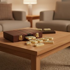 28-Piece Jumbo Dominoes Set: Fun Educational Game in Stunning Faux Leather Case