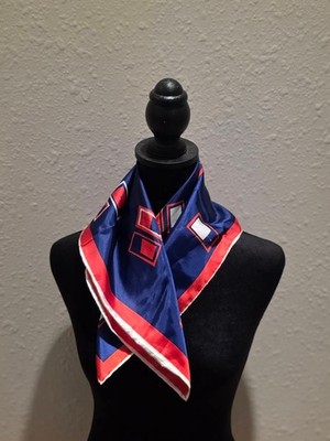Women's Vana Blue Red Geometric Polyester Scarf One Size