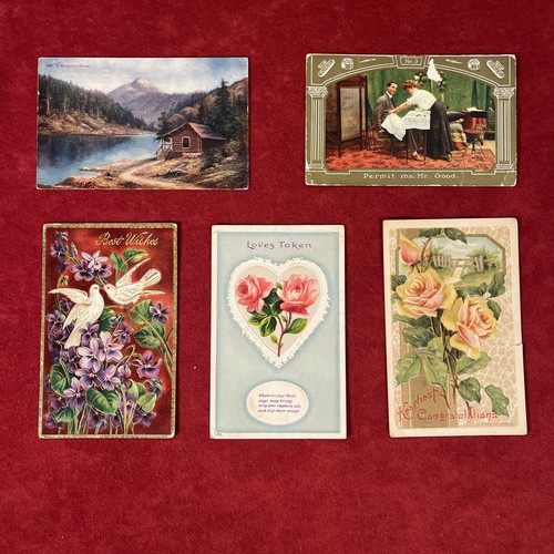 Early 1900s Post Card Lot Of 5 Used With US One Cent Stamps U.S. Antique Cards