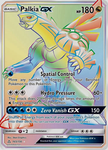 Pokémon TCG Palkia GX Full Art Secret Rare 165/156 Ultra Prism Holo 180 HP ENG