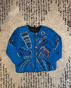 the nanny vintage colorful jacket, beautiful stitch design size large