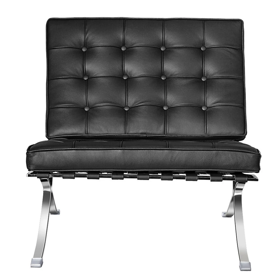 Mid-century Hochwertig Einzel Stühle lounge chair Echtes Leder Schwarz - Bild 3 von 4