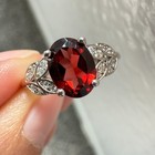 925 Sterling Silver Ring 8x6mm Natural Rhodolite Garnet Gemstone Zircon Flower — photo 6