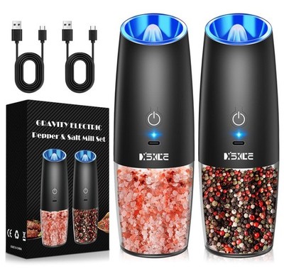 Rechargeable Pepper and Salt Grinder Set, whit Gravity Sensing Switch and LED...