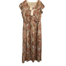 Ciebon Brown Metallic Ruffle Floral Smocked Maxi Dress XL Wedding Forest Fairy