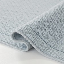 Blue Cotton Bath Rug 20x32 Slip Resistant Mat for Bathroom Floor